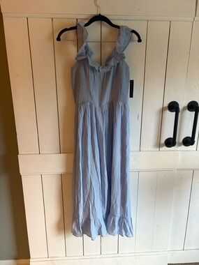Donna Morgan Light Blue Ruffled Midi Dress